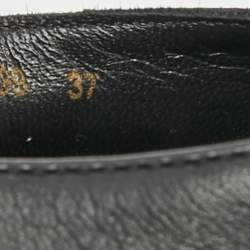 Pre Owned Dolce & Gabbana Black Leather Ballet Flats Size 37