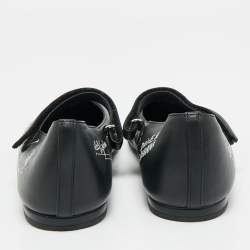 Pre Owned Dolce & Gabbana Black Leather Ballet Flats Size 37