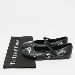 Pre Owned Dolce & Gabbana Black Leather Ballet Flats Size 37