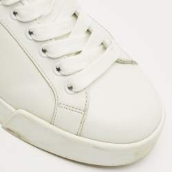 Pre Owned Dolce & Gabbana White Leather Portofino Low Top Sneakers Size 35