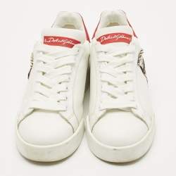 Pre Owned Dolce & Gabbana White Leather Portofino Low Top Sneakers Size 35