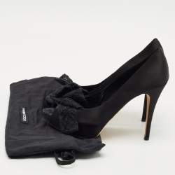 Pre Owned Dolce & Gabbana Black Lace and Mesh Peep Toe Platform Pumps Size 40