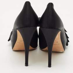 Pre Owned Dolce & Gabbana Black Lace and Mesh Peep Toe Platform Pumps Size 40