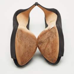 Pre Owned Dolce & Gabbana Black Lace and Mesh Peep Toe Platform Pumps Size 40