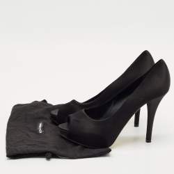 Pre Owned Dolce & Gabbana Black Satin Peep Toe Platform Pumps Size 40