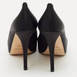 Pre Owned Dolce & Gabbana Black Satin Peep Toe Platform Pumps Size 40