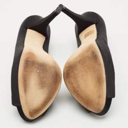 Pre Owned Dolce & Gabbana Black Satin Peep Toe Platform Pumps Size 40