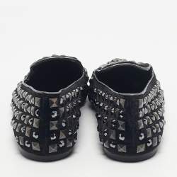 Pre Owned Dolce & Gabbana Black Velvet Crystal and Studs Embellished Smoking Slippers Size 39.5