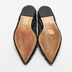 Pre Owned Dolce & Gabbana Black Velvet Crystal and Studs Embellished Smoking Slippers Size 39.5