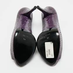 Pre Owned Dolce & Gabbana Purple/Black Watersnake Leather Peep Toe Platform Pumps Size 40