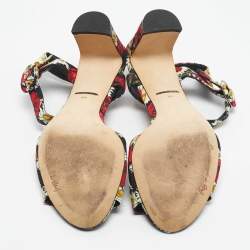 Pre Owned Dolce & Gabbana Multicolor Floral Print Fabric Ankle Strap Sandals Size 39.5