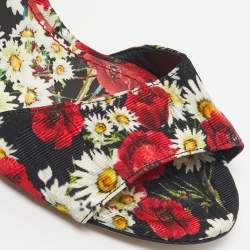 Pre Owned Dolce & Gabbana Multicolor Floral Print Fabric Ankle Strap Sandals Size 39.5