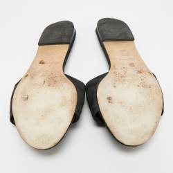 Pre Owned Dolce & Gabbana Black Canvas Flat Slides Size 40.5