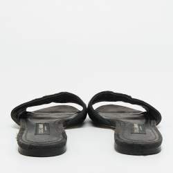 Pre Owned Dolce & Gabbana Black Canvas Flat Slides Size 40.5
