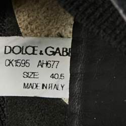 Pre Owned Dolce & Gabbana Black Knit Fabric Sorrento Slip On Sneakers Size 40.5
