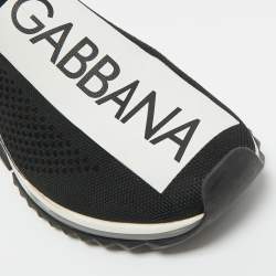 Pre Owned Dolce & Gabbana Black Knit Fabric Sorrento Slip On Sneakers Size 40.5