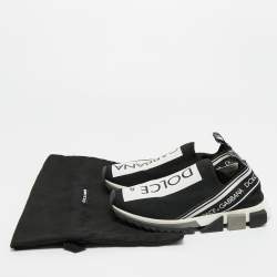 Pre Owned Dolce & Gabbana Black Knit Fabric Sorrento Slip On Sneakers Size 40.5