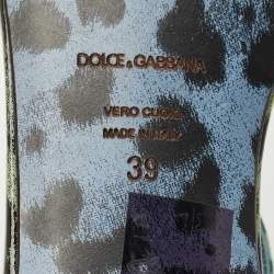 Pre Owned Dolce & Gabbana Green/Black Patent Leather Thong Slingback Flat Sandals Size 39