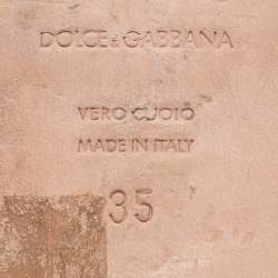 Pre Owned Dolce & Gabbana Blue Lizard Embossed Leather Sofia Slides Size 35