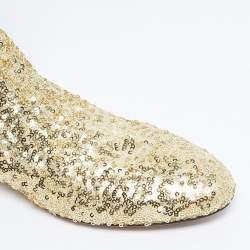 Pre Owned Dolce & Gabbana Gold Sequins Vally Boots Size 40