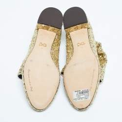 Pre Owned Dolce & Gabbana Gold Sequins Vally Boots Size 40