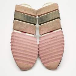 Pre Owned Dolce & Gabbana Pink Knit Fabric Sorrento Slip On Sneakers Size 39.5