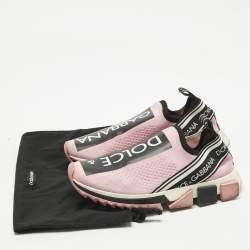 Pre Owned Dolce & Gabbana Pink Knit Fabric Sorrento Slip On Sneakers Size 39.5