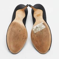 Pre Owned Dolce & Gabbana Black Satin Crytal Embellished Open Toe Pumps Size 40