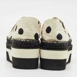 Pre Owned Dolce & Gabbana White/Black Polka Dot Fabric Platform Flats Size 39