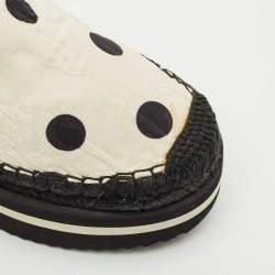 Pre Owned Dolce & Gabbana White/Black Polka Dot Fabric Platform Flats Size 39