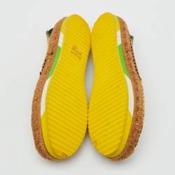 Pre Owned Dolce & Gabbana Multicolor Floral Printed Fabric Platform Espadrille Flats Size 39