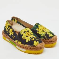 Pre Owned Dolce & Gabbana Multicolor Floral Printed Fabric Platform Espadrille Flats Size 39