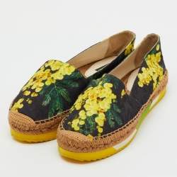 Pre Owned Dolce & Gabbana Multicolor Floral Printed Fabric Platform Espadrille Flats Size 39