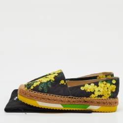 Pre Owned Dolce & Gabbana Multicolor Floral Printed Fabric Platform Espadrille Flats Size 39