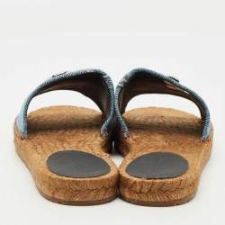 Pre Owned Dolce & Gabbana Blue Denim DG Flat Slides Size 40