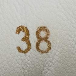 Pre Owned Dolce & Gabbana White/Green Leather and Suede Low Top Sneakers Size 38