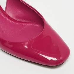 Pre Owned Dolce & Gabbana Pink Patent Leather DG Block Heel Slingback Pumps Size 37