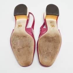 Pre Owned Dolce & Gabbana Pink Patent Leather DG Block Heel Slingback Pumps Size 37