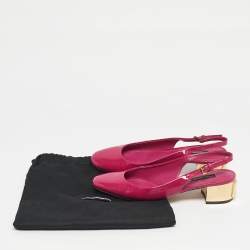 Pre Owned Dolce & Gabbana Pink Patent Leather DG Block Heel Slingback Pumps Size 37