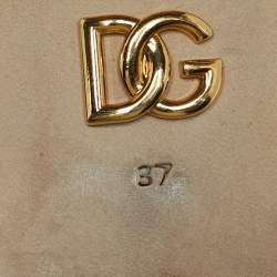 Pre Owned Dolce & Gabbana Pink Patent Leather DG Block Heel Slingback Pumps Size 37