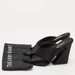 Pre Owned Dolce & Gabbana Black Satin Crisscross Slide Sandals Size 41