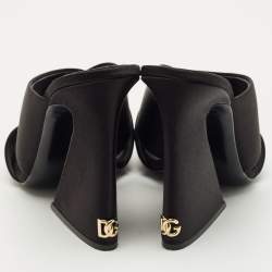 Pre Owned Dolce & Gabbana Black Satin Crisscross Slide Sandals Size 41