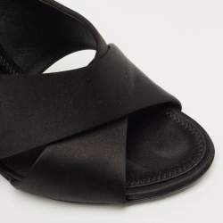 Pre Owned Dolce & Gabbana Black Satin Crisscross Slide Sandals Size 41