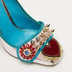 Pre Owned حذاء كعب عالي دولتشي أند غابانا قماش وجلد متعدد الألوان بكعب عريض مقاس 38