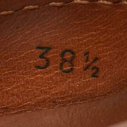 Pre Owned Dolce & Gabbana Brown Leather Ankle Strap Wedge Sandals Size 38.5