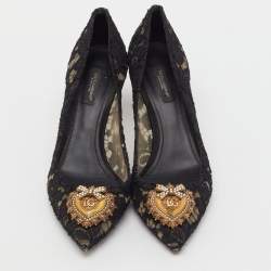 Pre Owned Dolce & Gabbana Black Lace Devotion Pumps Size 39