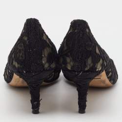 Pre Owned Dolce & Gabbana Black Lace Devotion Pumps Size 39