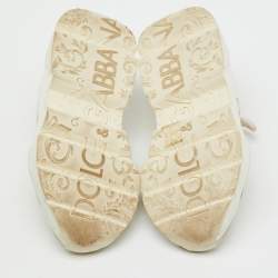 Pre Owned Dolce & Gabbana White/Beige Knit Fabric and Leather Daymaster Sneakers Size 37.5