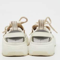 Pre Owned Dolce & Gabbana White/Beige Knit Fabric and Leather Daymaster Sneakers Size 37.5