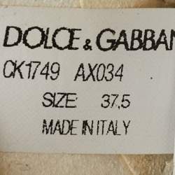 Pre Owned Dolce & Gabbana White/Beige Knit Fabric and Leather Daymaster Sneakers Size 37.5